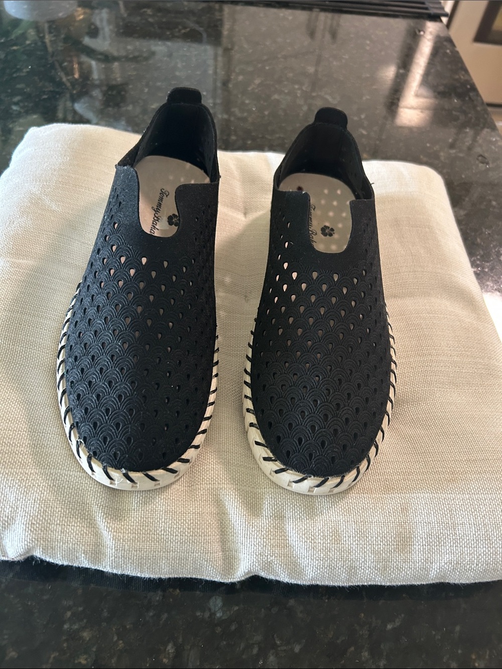 Tommy Bahama Black Perforated Slip-On Sneakers for Kids